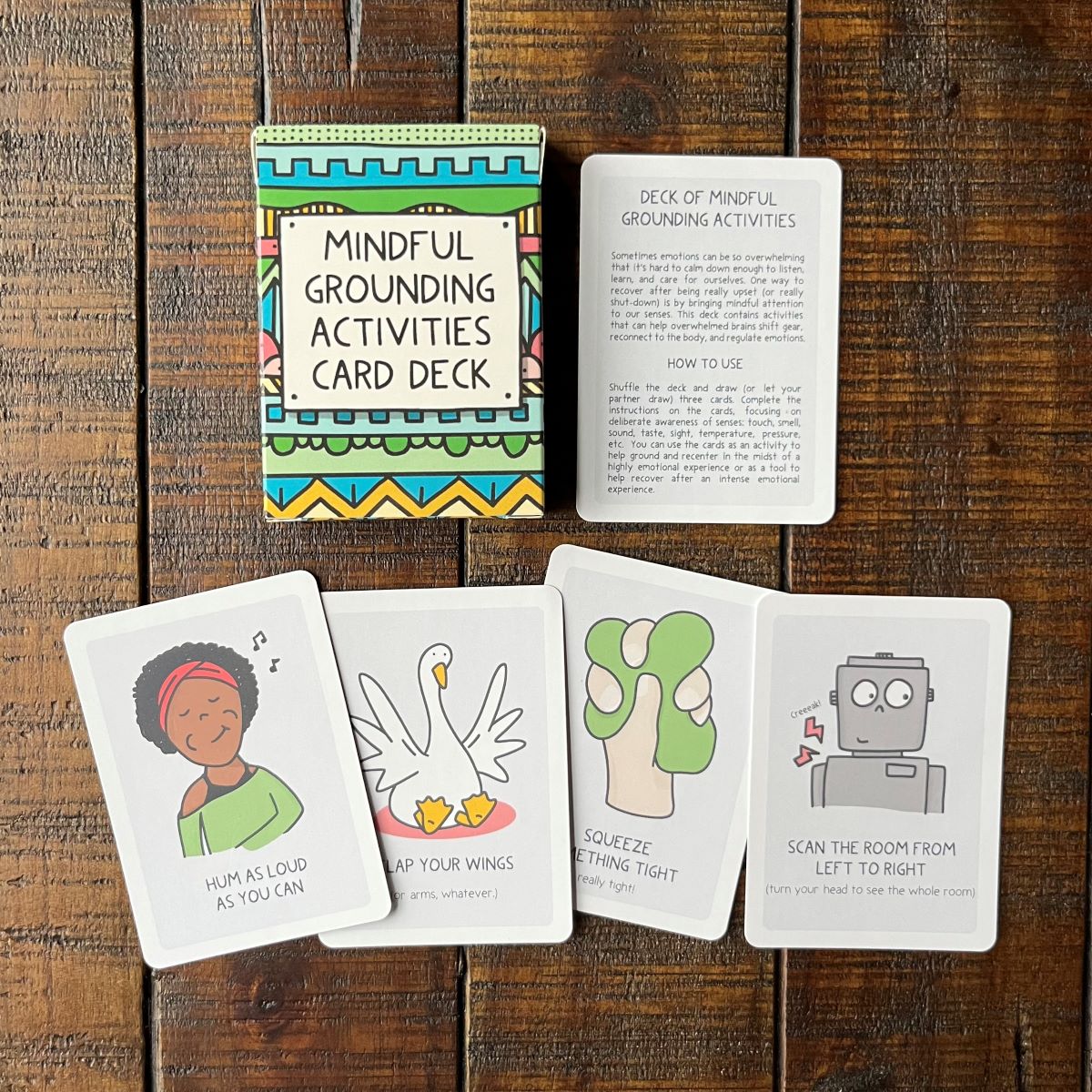 Counseling Tool: Mindful Grounding Cards | Printed Card Deck of Grounding Activites