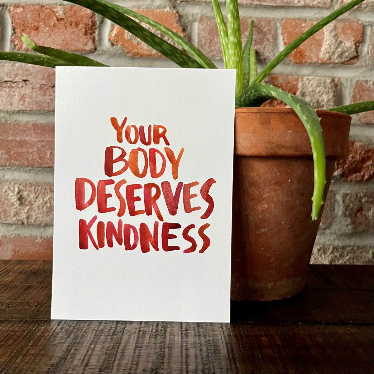 Mental Health Print: Your Body Deserves Kindness | 5x7 Art Notecard (3-pack)