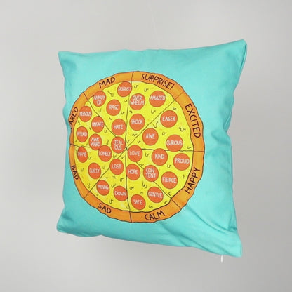 Pillowcase: Pizza Feeling Wheel Throw Pillowcase | A Playful Take on Emotions