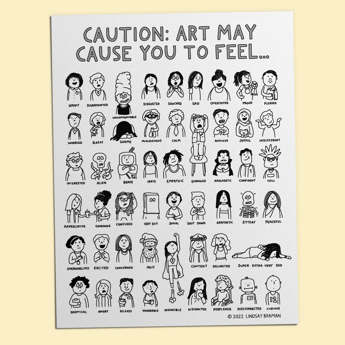 Printable PDF Download: Caution: Art May Cause you to Feel | Arts Education Classroom SEL Poster