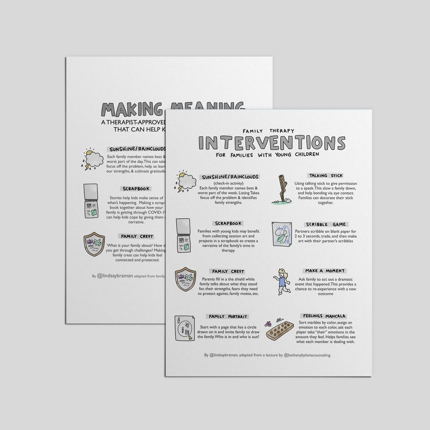 Printable PDF Download: (Double Pack) Family Therapy Resources | Meaning Making Activities for Kids