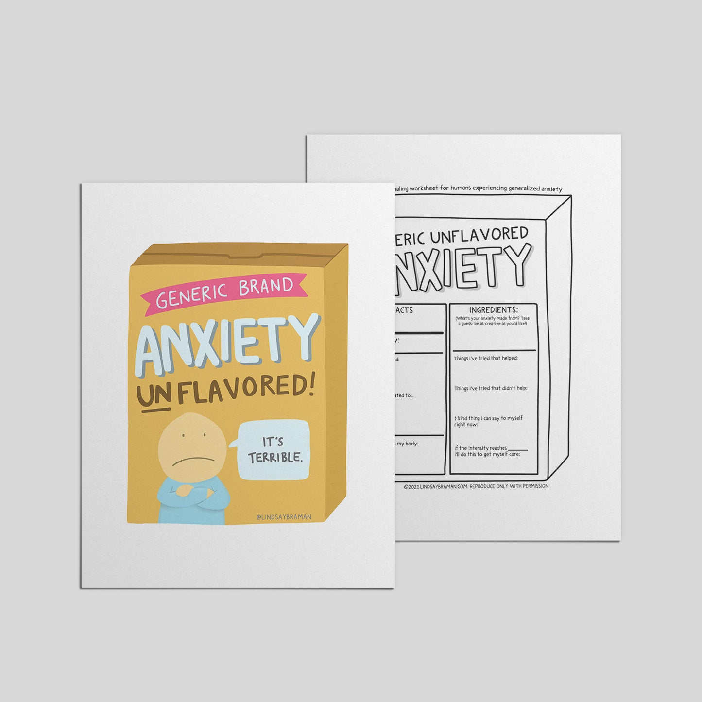 Printable PDF Download: Generalized Anxiety Art + Worksheet with Journaling Prompts | A Doodle About Being Anxious for No Reason