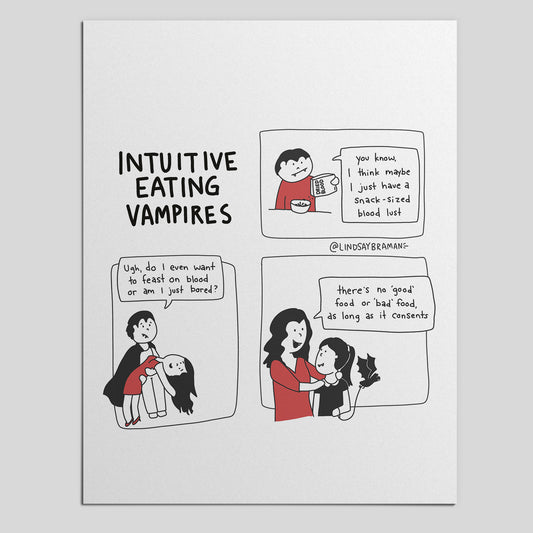 Printable PDF Download: Illustration Series: Intuitive Eating Vampires | A Playful Take on Anti-Diet Culture