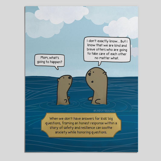 Printable PDF Download: Worried Otter (How to Answer Kids' Hard Questions) | Resource for Caregivers