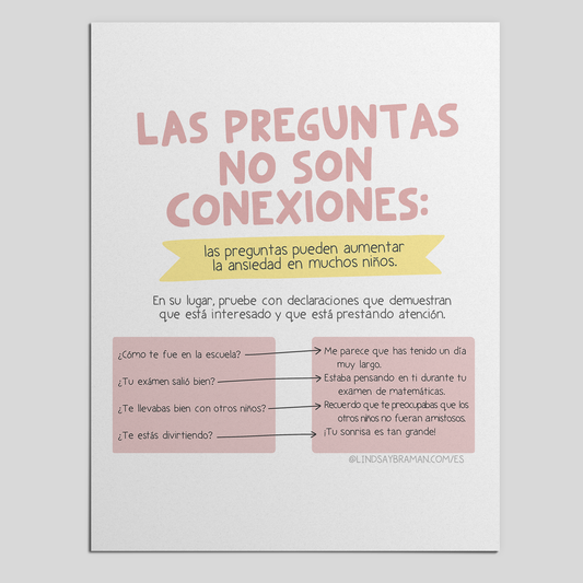 Printable PDF Download: Questions Aren’t Connections (Spanish Language) | Cultivating Conversations Beyond Q & A.