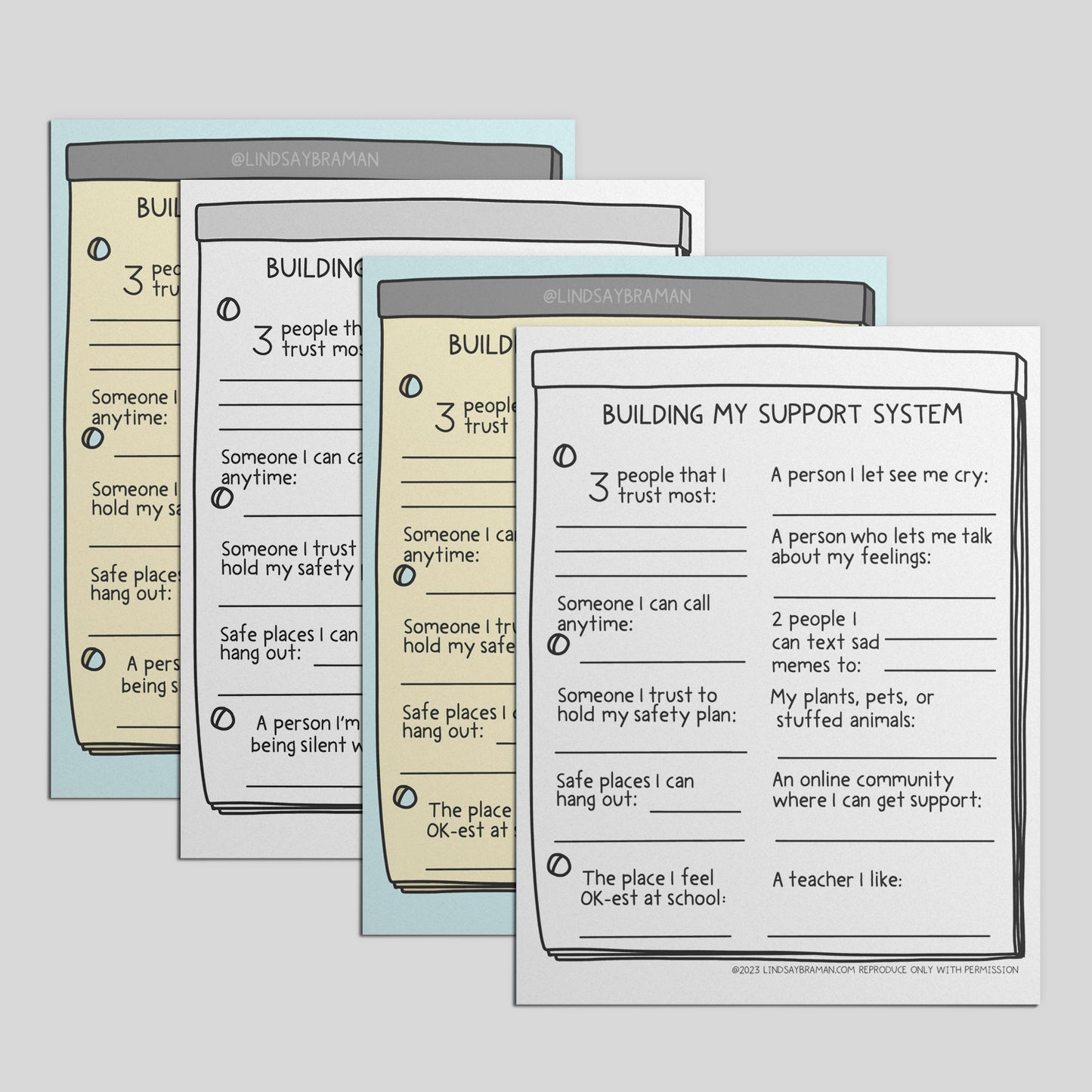 Printable PDF Download: Building A Support System | Worksheet Set for Kids and Adults