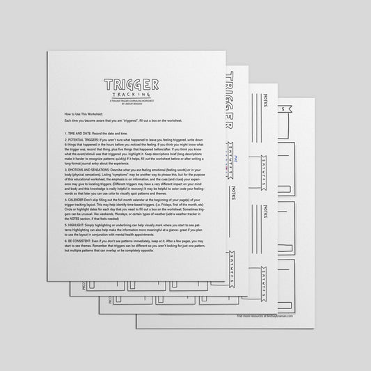 Printable PDF Download: Trigger Tracker | Worksheet for Mental Health Journaling and Self-Advocacy