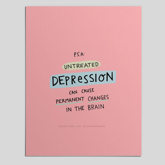 Printable PDF Download: Depression Can Cause Permanent Changes in the Brain | Psychoeducational Graphic on Brain Research