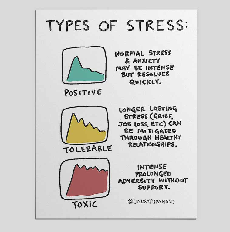 Printable PDF Download: Types of Stress | A Psychoeducational Doodle About Stress