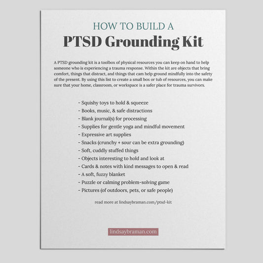 Printable PDF Download: (Free Version) Building a Trauma Informed Care Kit | A Grounding Kit for Your Home, Classroom, or Office